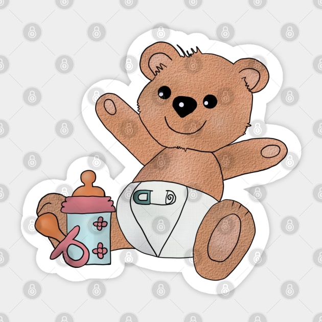 Teddy mit Flasche Sticker by Blumchen